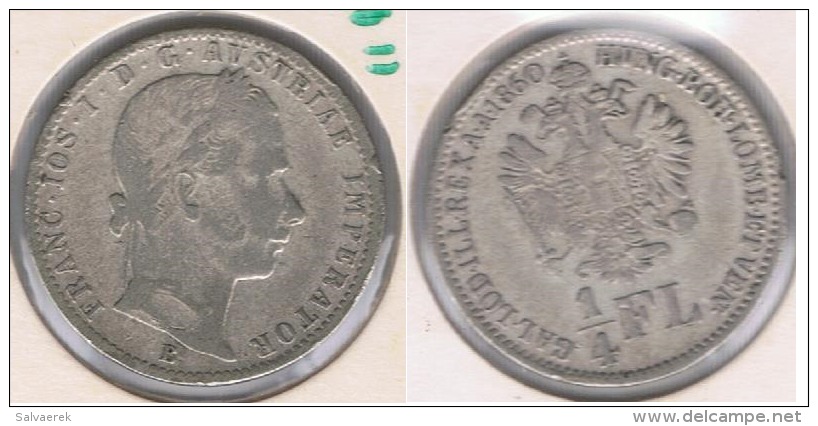 AUSTRIA IMPERIO CUARTO FLORIN 1860 PLATA SILVER S - Austria