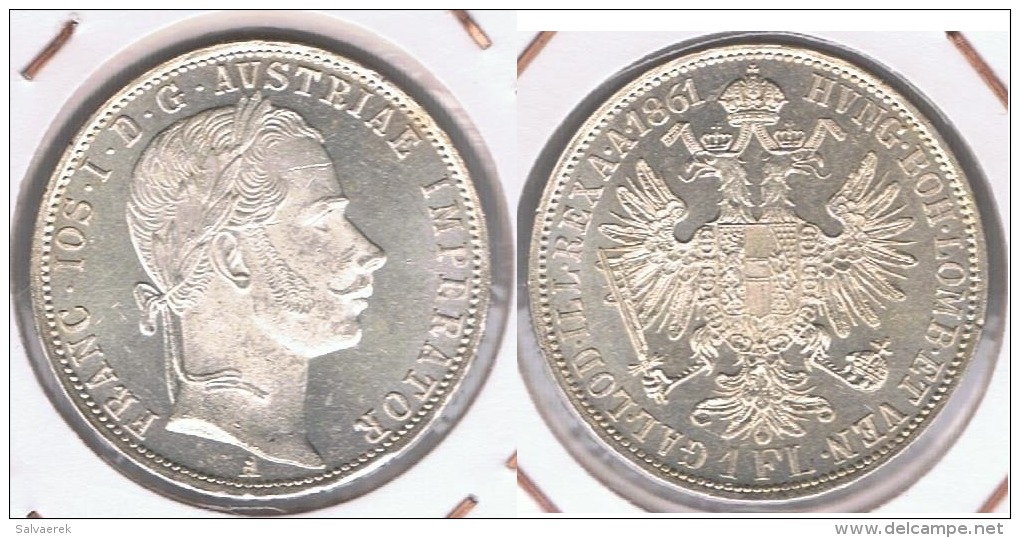 AUSTRIA IMPERIO FLORIN 1861 PLATA SILVER S - Austria