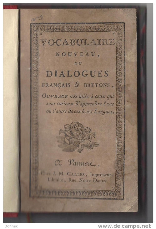 Vocabulaire Nouveau Ou Dialogues Français & Bretons, In-12 , 1/2 Relié, XII-32-215 Pp, Vannes, Galles, Sd ( Brezoneg ) - Livres Anciens