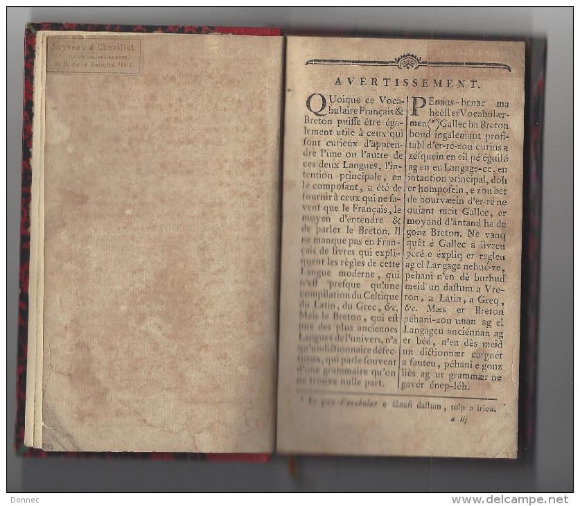 Vocabulaire Nouveau Ou Dialogues Français & Bretons, In-12 , 1/2 Relié, XII-32-215 Pp, Vannes, Galles, Sd ( Brezoneg ) - Livres Anciens