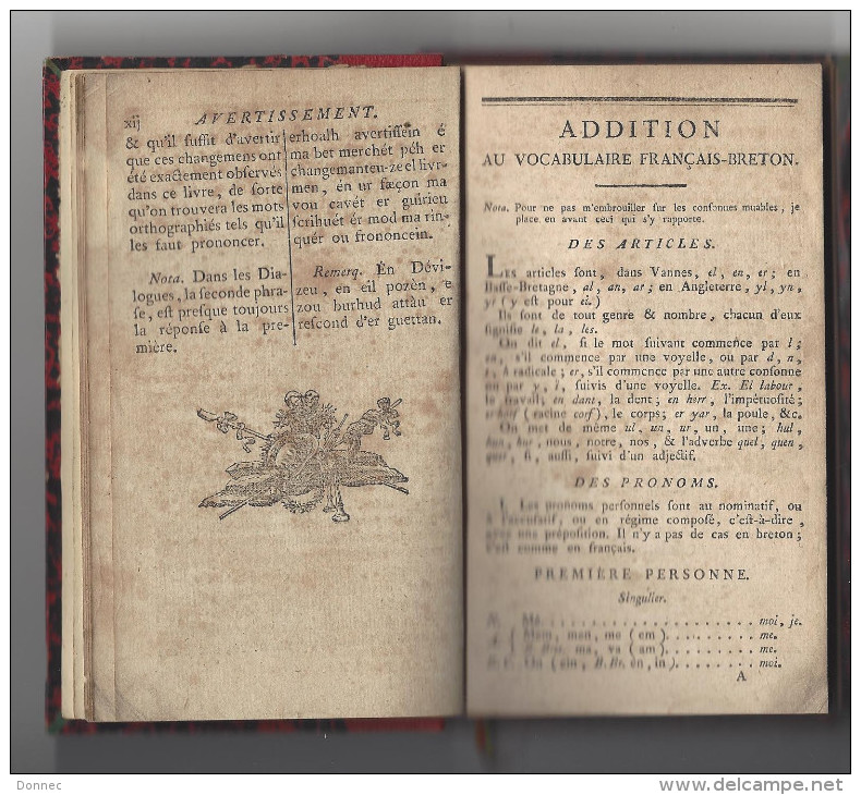Vocabulaire Nouveau Ou Dialogues Français & Bretons, In-12 , 1/2 Relié, XII-32-215 Pp, Vannes, Galles, Sd ( Brezoneg ) - Livres Anciens