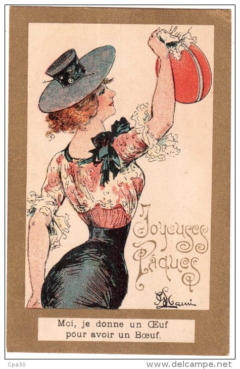 ART NOUVEAU.JOYEUSES PAQUES.CARTE D'ILLUSTRATEUR - Autres & Non Classés