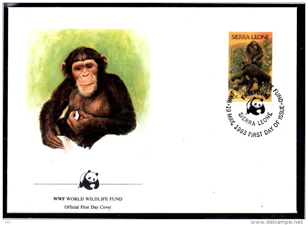 SIERRA LEONE  FDC  WWF  Panda  Singe Chimpanzes - Chimpanzees