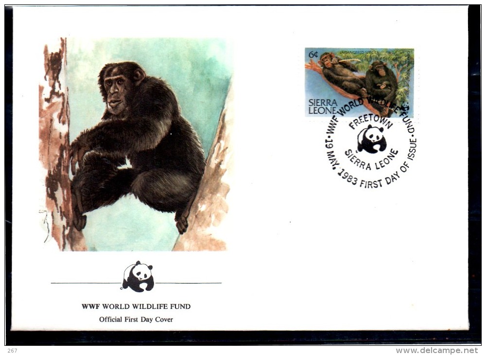 SIERRA LEONE  FDC  WWF  Panda  Singe Chimpanzes - Chimpancés