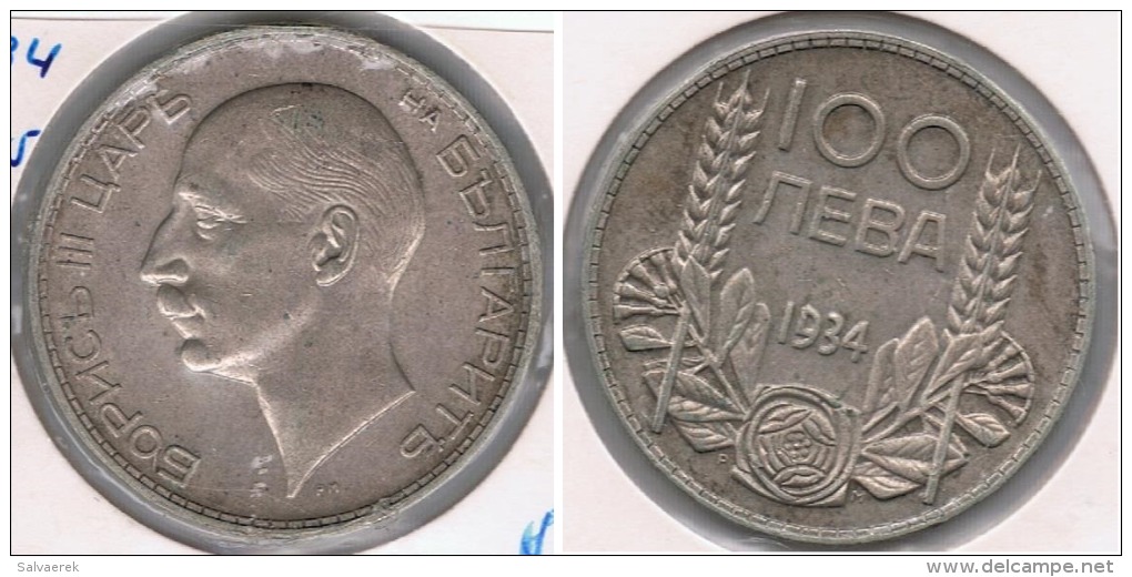 BULGARIA 100 LEBA 1934 PLATA SILVER S - Bulgaria