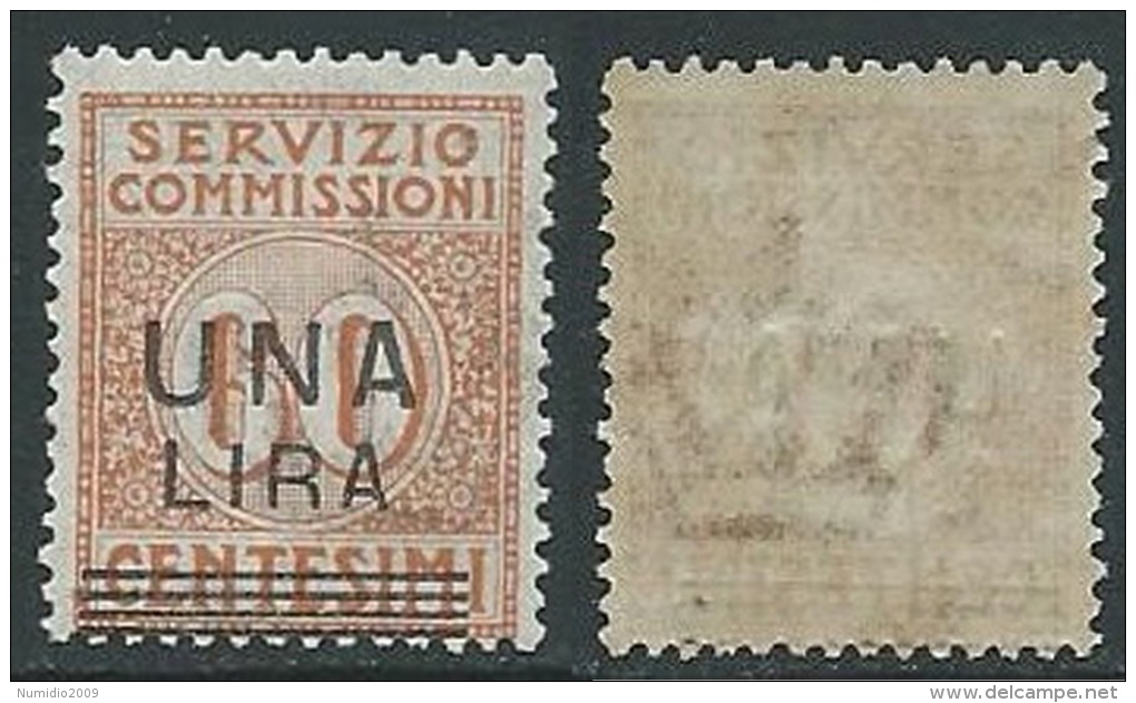 1925 REGNO SERVIZIO COMMISSIONI SOPRASTAMPATO 1 LIRA SU 60 CENT MNH ** - W276 - Mandatsgebühr