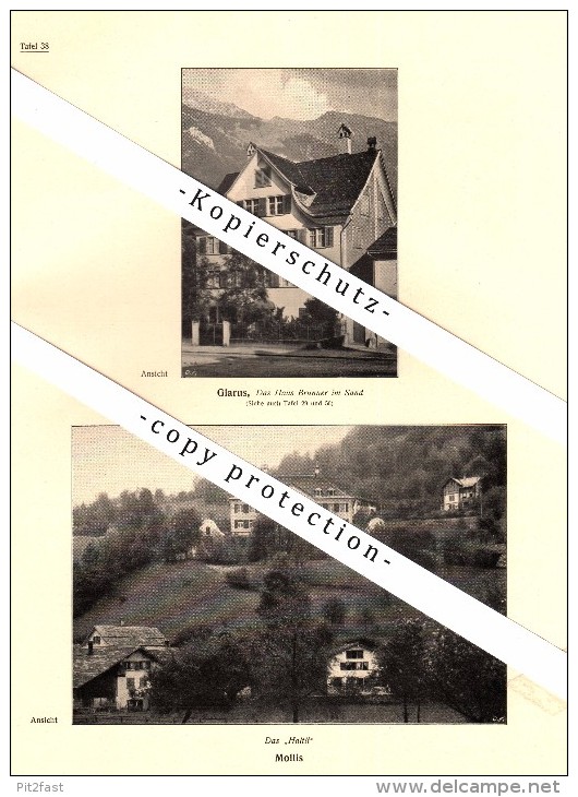 Photographien  / Ansichten , 1919 , Mollis Und Dornhaus / Diesbach , Prospekt , Fotos , Architektur !!! - Mollis