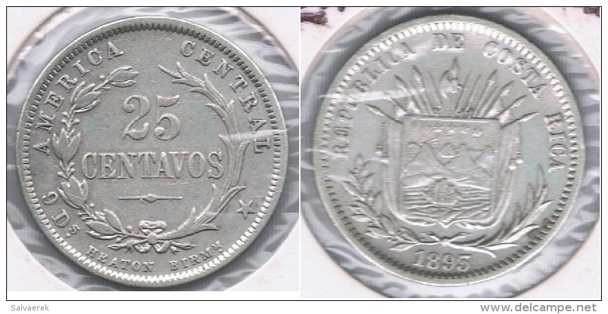 COSTA RICA 25 CENTAVOS 1895 PLATA SILVER S - Costa Rica