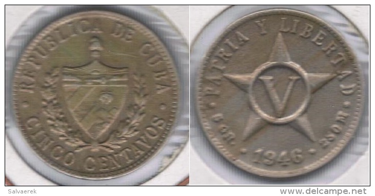 CUBA 5 CENTAVOS PESO 1946 PLATA SILVER S - Kuba