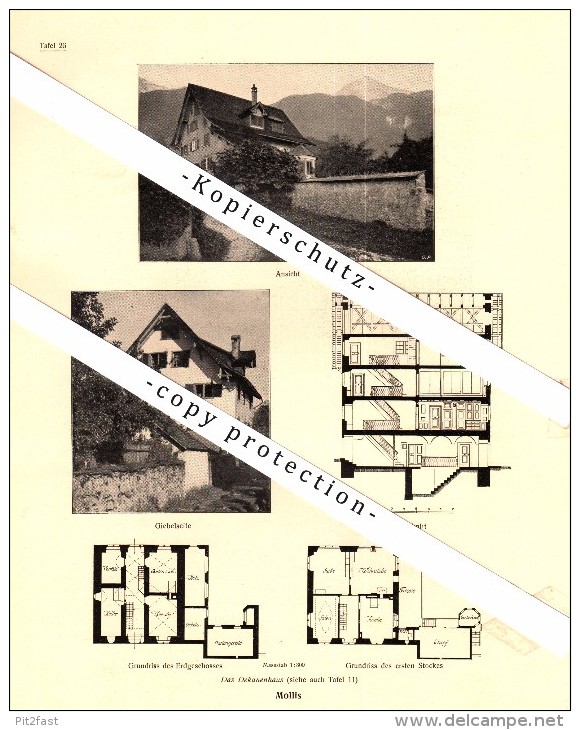 Photographien  / Ansichten , 1919 , Mollis , Mitlödi Und Nidfurn , Prospekt , Fotos , Architektur !!! - Mitlödi