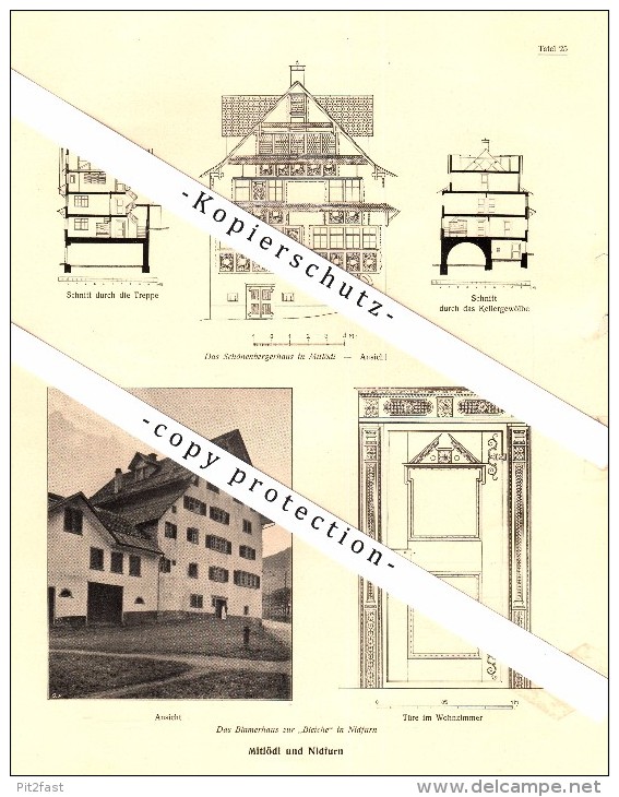 Photographien  / Ansichten , 1919 , Mollis , Mitlödi Und Nidfurn , Prospekt , Fotos , Architektur !!! - Mitlödi
