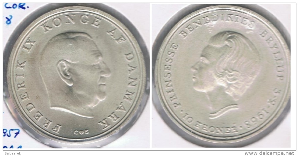 DINAMARCA 10 CORONA 1968 PLATA SILVER S - Dinamarca