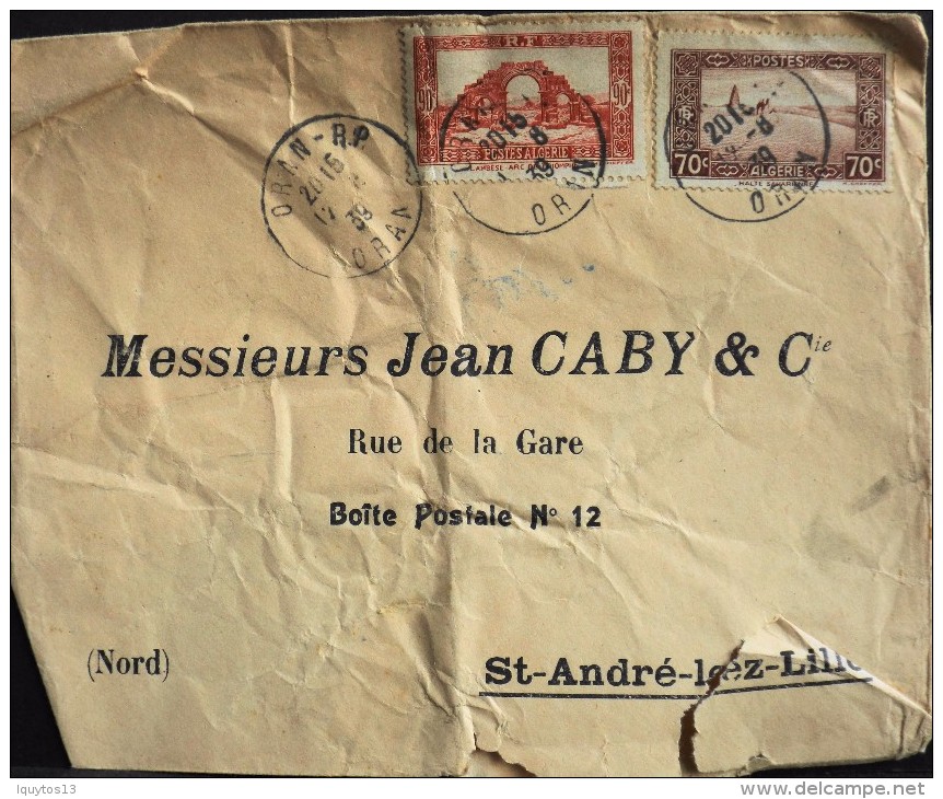 LETTRE ALGERIE 1939 - Par Avion - Pour Mrs Jean CABY & Cie - Oran RP Le 12.08.1939 -  En L'état - - Briefe U. Dokumente