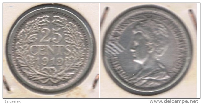 HOLANDA 25 CENTS GULDEN 1919 PLATA SILVER S - 1948-1980 : Juliana