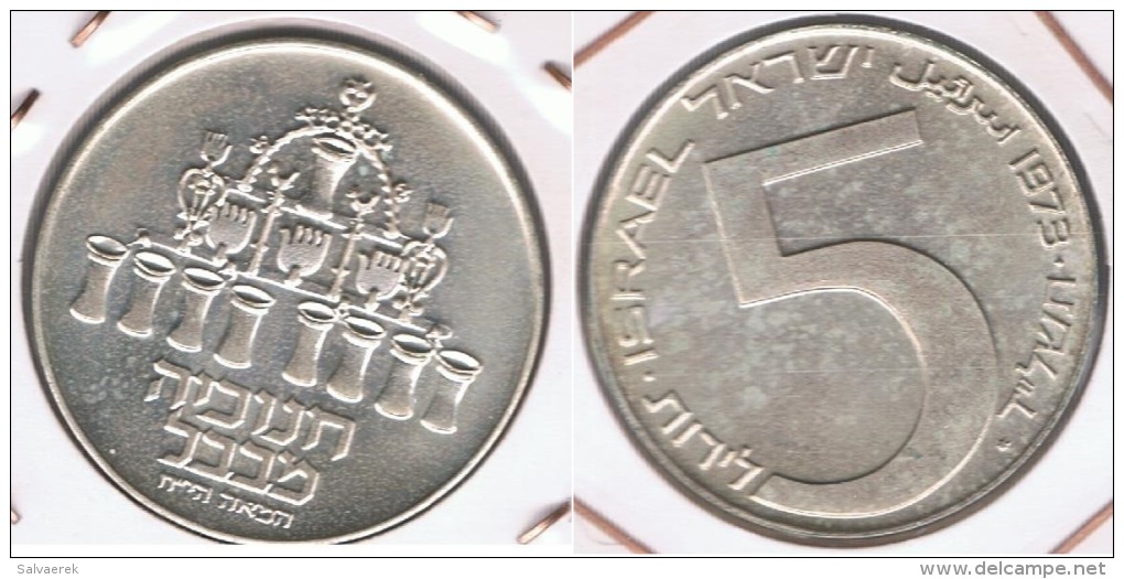 ISRAEL 5 LIROT 1973 PLATA SILVER S2 - Israel