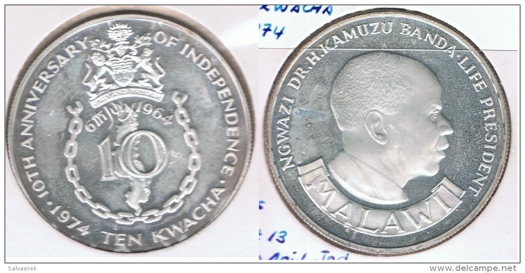 MALAWI 10 KWACHA 1964 PLATA SILVER S - Malawi