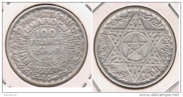 MARRUECOS EMPIRE CHERIFIEN 100 FRANCOS 1953 PLATA SILVER S - Marokko