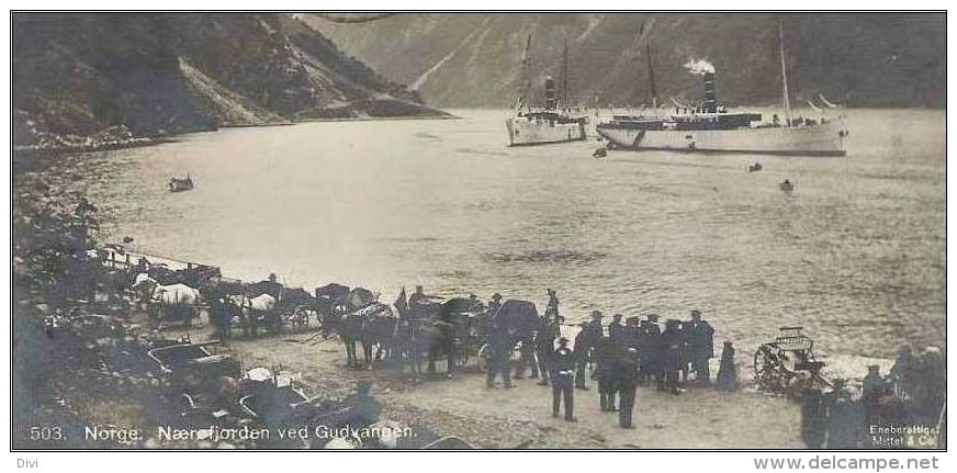 NORGE 072,  * NÆRØFJORDEN Ved GUDVANGEN * PEOPLE * SHIPS * EXCELLENT PHOTO PC. SENT 1911 * - Norwegen