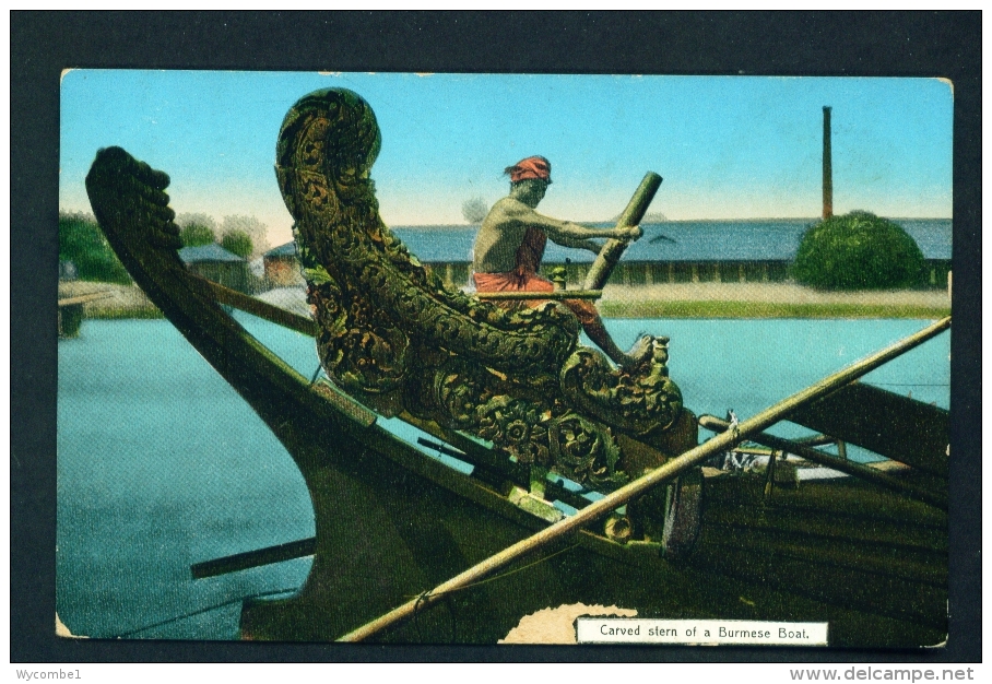 BURMA  -  Carved Stern Of A Burmese Boat  Unused Vintage Postcard As Scan - Myanmar (Birma)