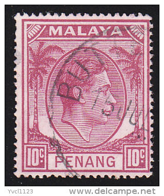 MALAYA Penang - Scott #11 King George VI (*) / Used Stamp - Penang