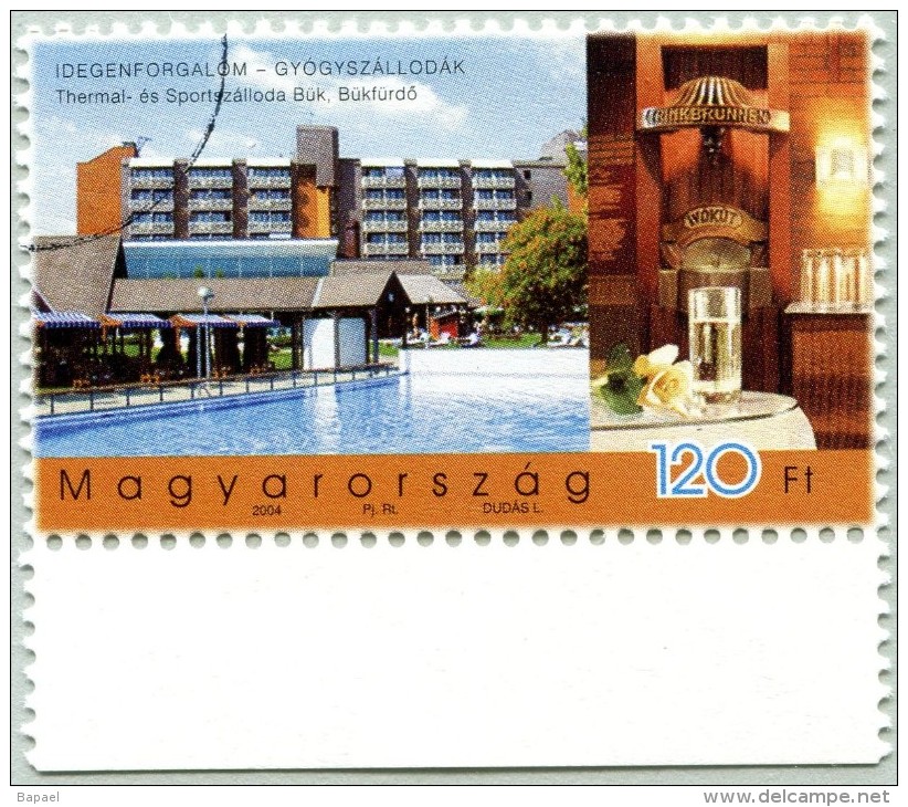 N° Yvert & Tellier 3937 -Hongrie (2004) - Oblitéré (Gomme D'Origine)  - Hôtel Sports Et Thermes De Bükfürdo - Used Stamps