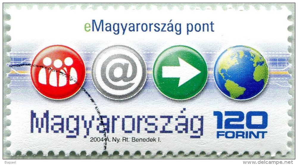 N° Yvert & Tellier 3957 - Hongrie (2004) - Oblitéré (Gomme D'Origine) - ''e-Hongrie Point'' - Usado