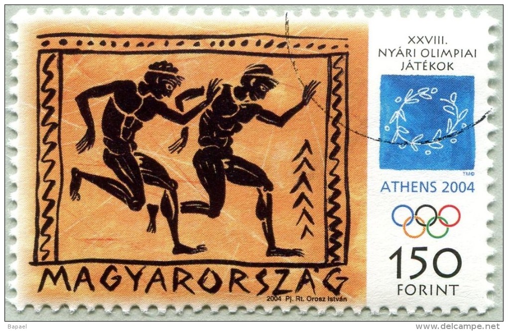 N° Yvert & Tellier 3961 - Hongrie (2004) - Oblitéré (Gomme D'Origine) - JO D'Été à Athènes (Grèce) - Course - Other & Unclassified