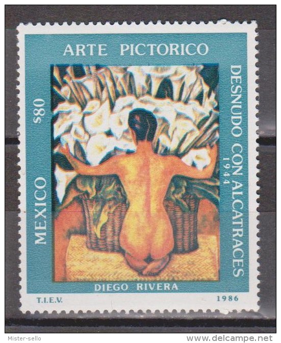 MÉXICO 1986. PINTURA - DIEGO RIVERA. DESNUDO. NUEVO - MNH ** - Nudi