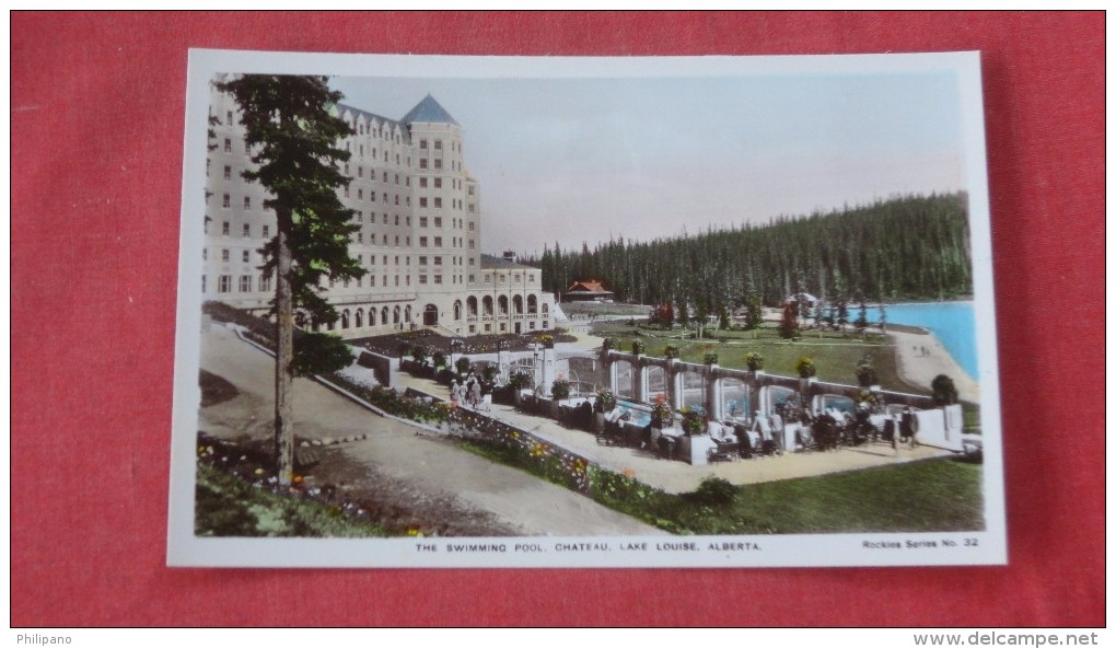 Canada > Alberta> Lake Louise  Swimming Pool Chateau  RPPC  Hand Colored   ========= Ref 2027 - Lac Louise