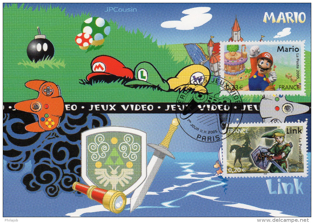 Lot De 5 Cartes Maximum De 2005 " JEUX VIDEO : LARA CROFT PAC-MAN RAYMAN MARIO LINK .." N°YT 3842 à 3851. Parf état ! CM - 2000-2009