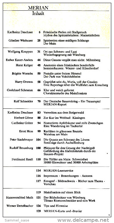 Merian Illustrierte  -  Mainfranken  -  Viele Bilder 1983 -  Weinbau Am Main  -  Eine Wanderung Im Taubertal - Voyage & Divertissement