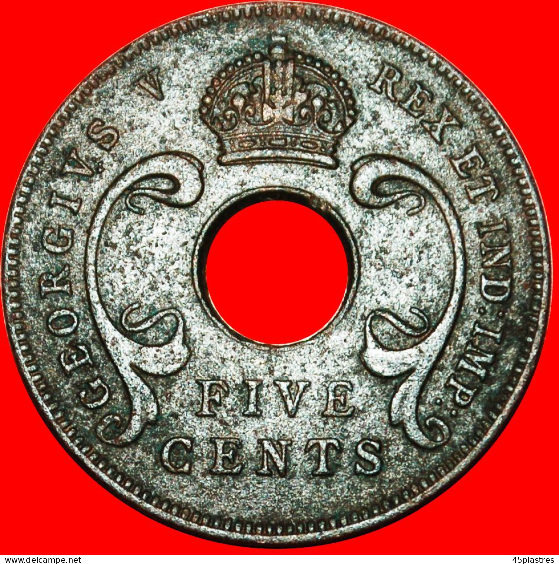 • GREAT BRITAIN TUSKS: EAST AFRICA ★ 5 CENTS 1921! George V (1911-1936) LOW START &#9733; NO RESERVE! - British Colony