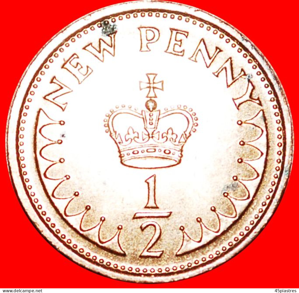 &#9733;CROWN: UNITED KINGDOM&#9733;1/2 PENNY 1974 MINT LUSTER! LOW START &#9733; NO RESERVE! House Of Tudor(1485 - 1603) - 1/2 Penny & 1/2 New Penny