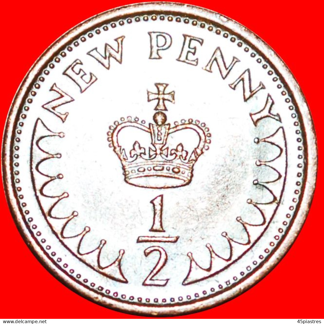 &#9733;CROWN: UNITED KINGDOM&#9733;HALF NEW PENNY 1975! LOW START &#9733; NO RESERVE! House Of Tudor(1485 - 1603) - 1/2 Penny & 1/2 New Penny