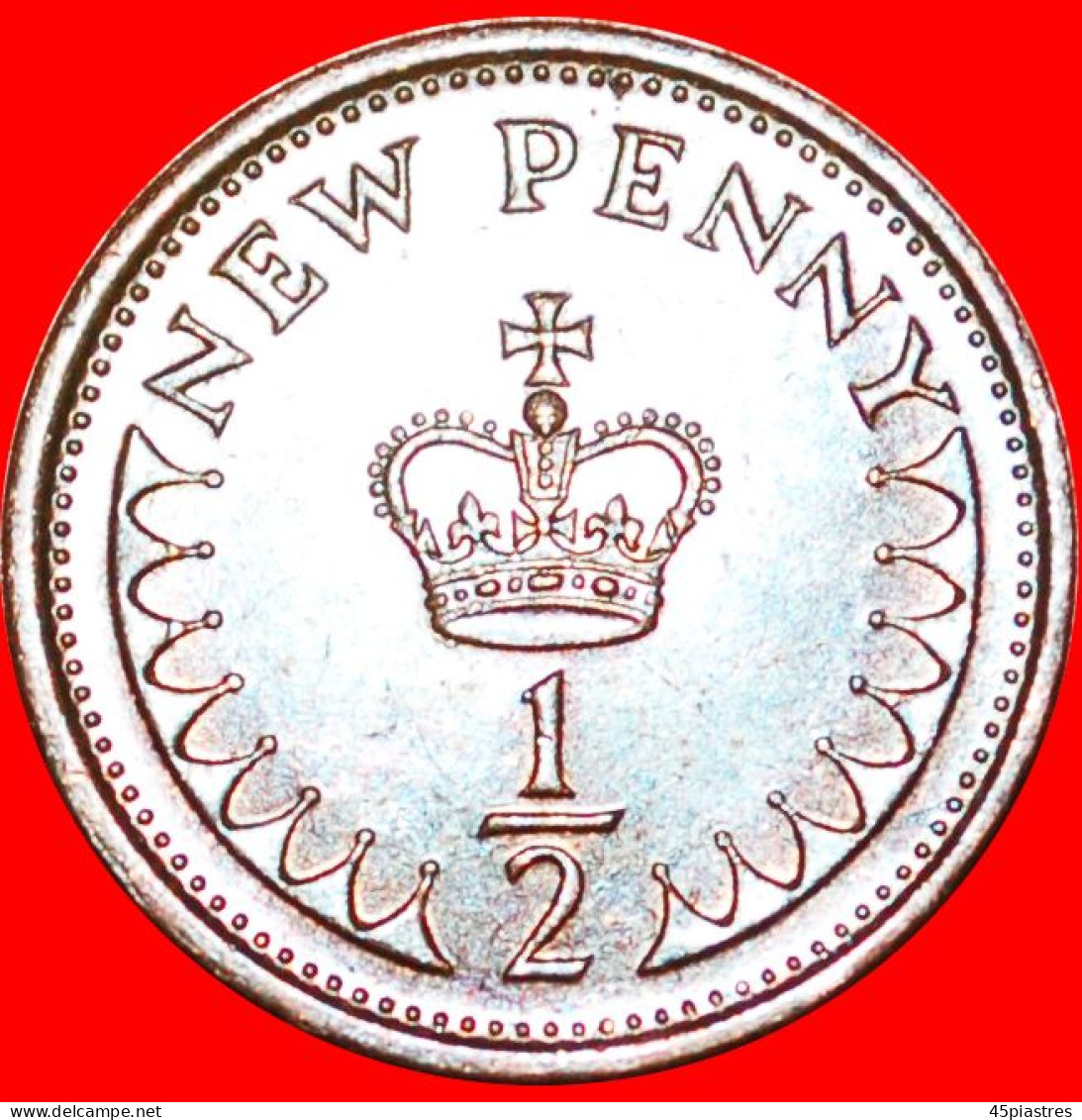 &#9733;CROWN: UNITED KINGDOM&#9733;HALF NEW PENNY 1976! LOW START &#9733; NO RESERVE! House Of Tudor(1485 - 1603) - 1/2 Penny & 1/2 New Penny