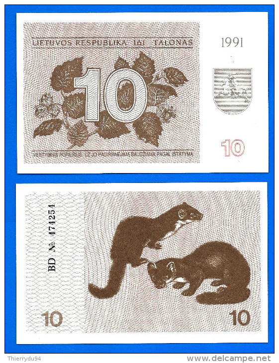 Lituanie 10 Talonas 1991 Neuf UNC Animal Litai Cent Centas Que Prix + Port Litas Lithuania Skrill Paypal Bitcoin OK - Lituanie