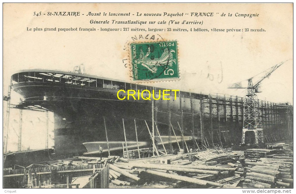 Cpa 44 St Nazaire, Avant Le Lancement Le Nouveau Paquebot France De La C G T Sur Cale - Saint Nazaire