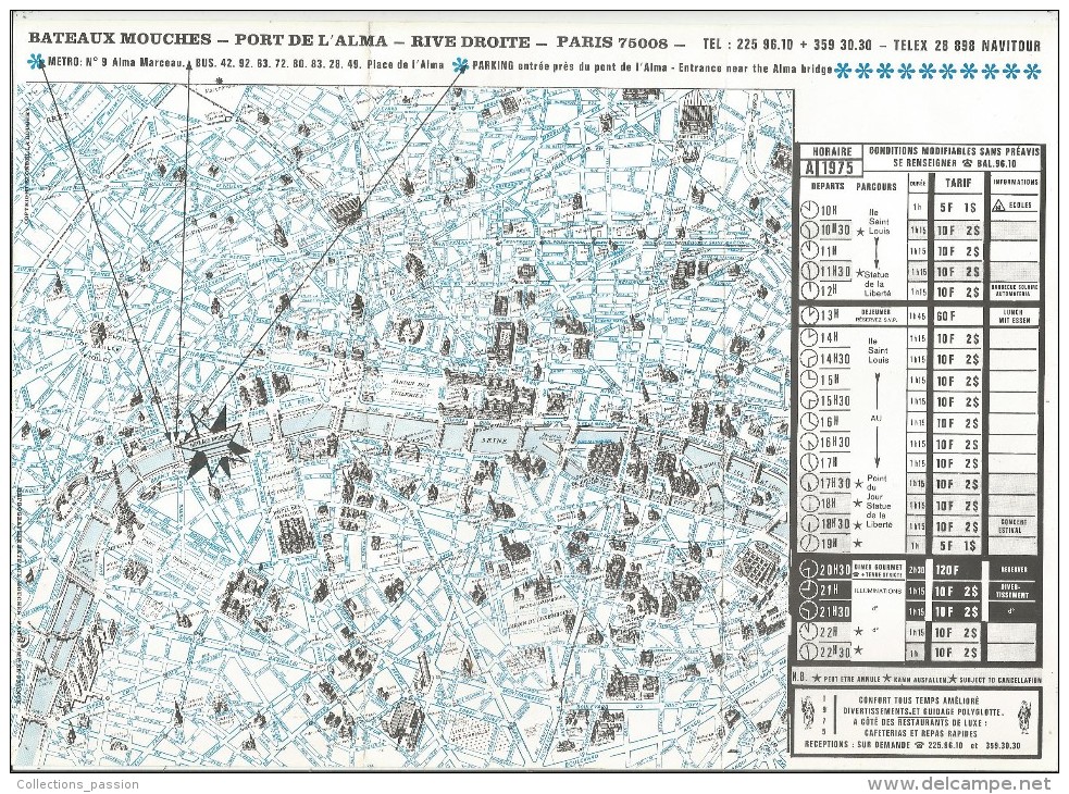 Publicité 6 Pages , , Bateaux Mouches , Paris , Port De L´Alma , Rive Droite , Fais Fr : 1.35€ - Publicités