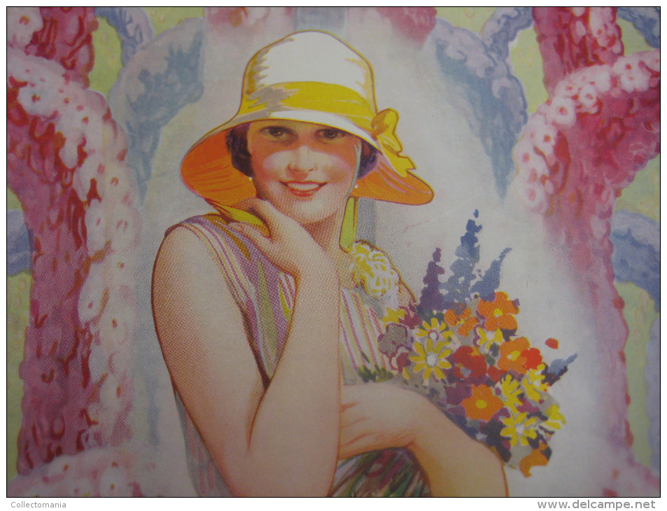 approx  18,5cm X  26cm, vintage  24 big labels advertising  parfume c1930  - illustrators Dupond Hickling ect  ART