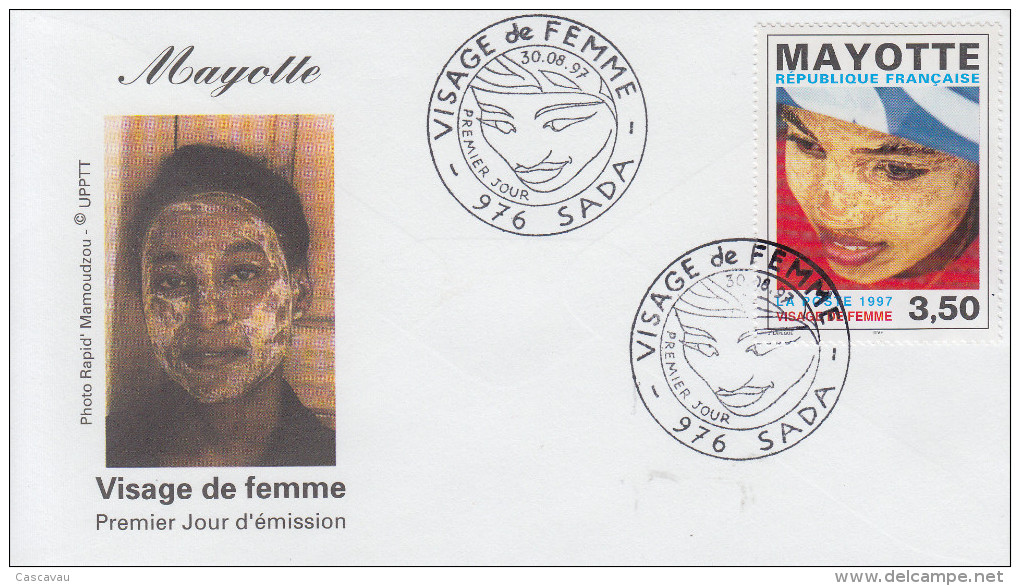 Enveloppe 1er Jour    MAYOTTE     VISAGE  DE  FEMME     SADA    1997 - Altri & Non Classificati