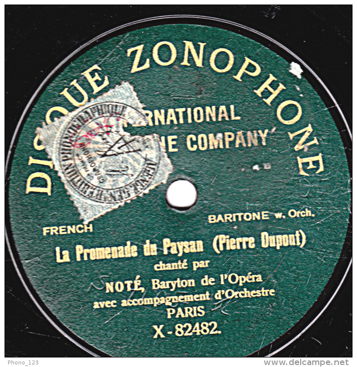 78 Trs - 25 Cm - état M - ZONOPHONE -  NOTE -  LES RAMEAUX - La Promenade Du Paysan - 78 T - Disques Pour Gramophone