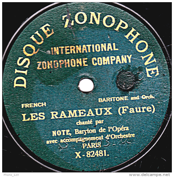 78 Trs - 25 Cm - état M - ZONOPHONE -  NOTE -  LES RAMEAUX - La Promenade Du Paysan - 78 T - Disques Pour Gramophone