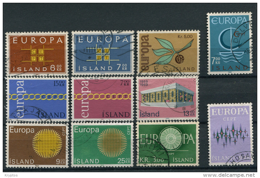 Iceland - Mixed Lot With 11 Stamps (all "CEPT" / Europe) - Collections, Lots & Series