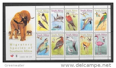 South Africa 1991 Birds / Migratory Species 10v In Sheetlet ** Mnh (25642) - Blocks & Sheetlets