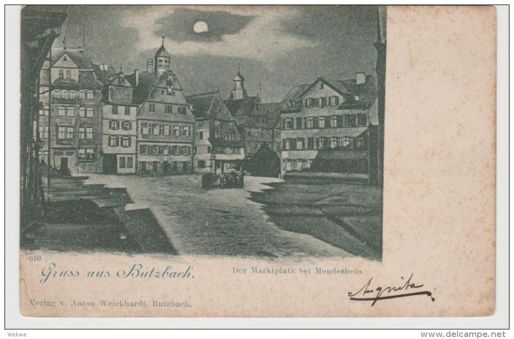 Hs053 / Butzbach Marktplarz Bei  Mondschein, 1905 - Butzbach