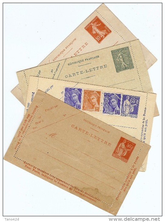 LBL33D3- FRANCE LOT DE 4 CARTES LETTRE DÉFECTUEUSES  ( POUR RÉFÉRENCE) - Cartes-lettres