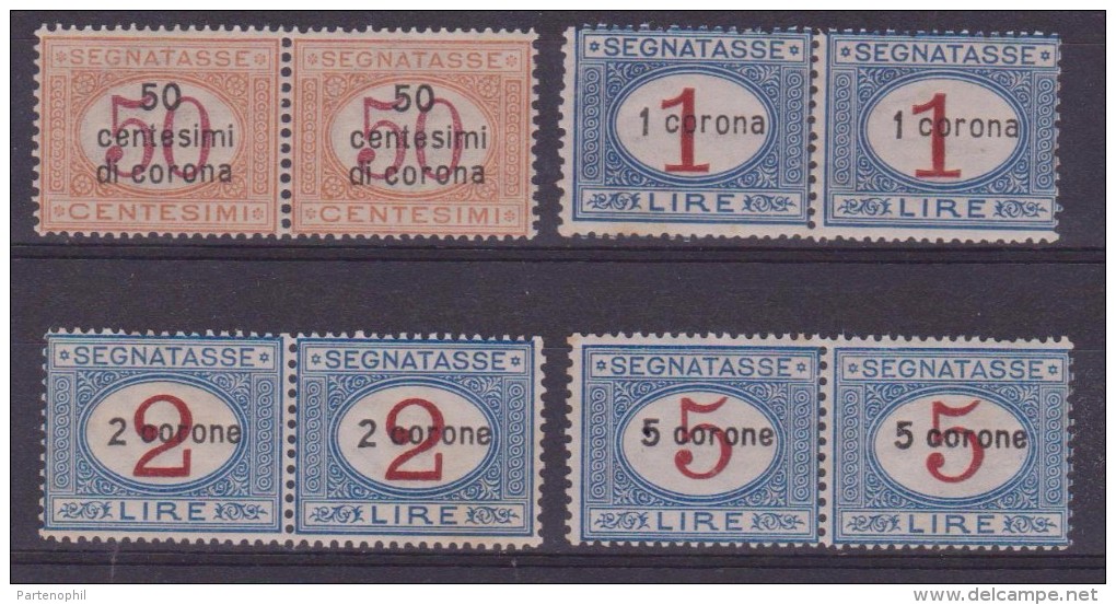 1922 - DALMAZIA SEGNATASSE ( SASS. N. 1/4 ) COPPIA MNH CAT. &euro; 950,00. - Dalmatia