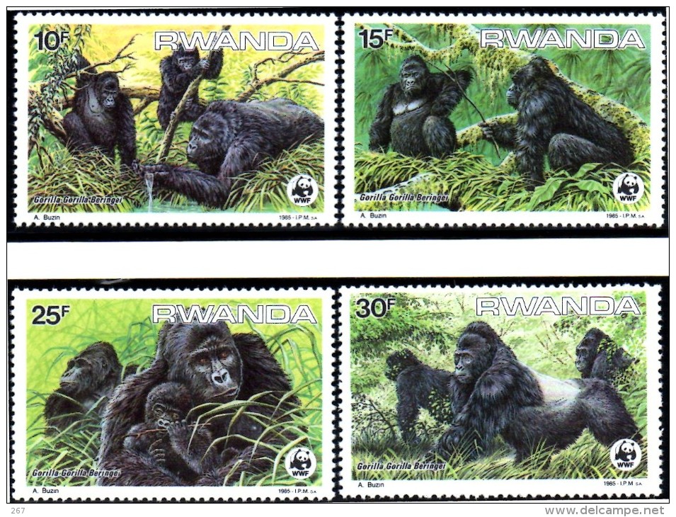 RWANDA   N° 1173/76 * *  ( Cote 20e )  WWF  Panda  Gorilles - Gorilla's