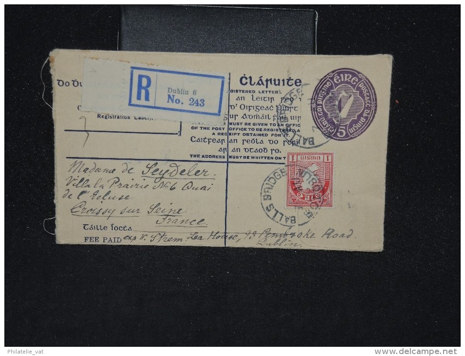 IRLANDE - Entier Postal En Recommandé Pour La France En 1925 - Aff. Plaisant - A Voir - Lot P11378 - Ganzsachen