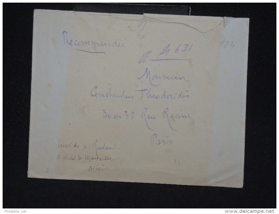 GRECE - Enveloppe En Recommandée De Athènes Pour Paris En 1922 - Aff. Plaisant - A Voir - Lot P11382 - Storia Postale